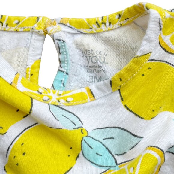 Carters 3 Months Baby Girl Summer Lemon Print Romper Cotton Sleeveless Ruffle - Picture 2 of 2